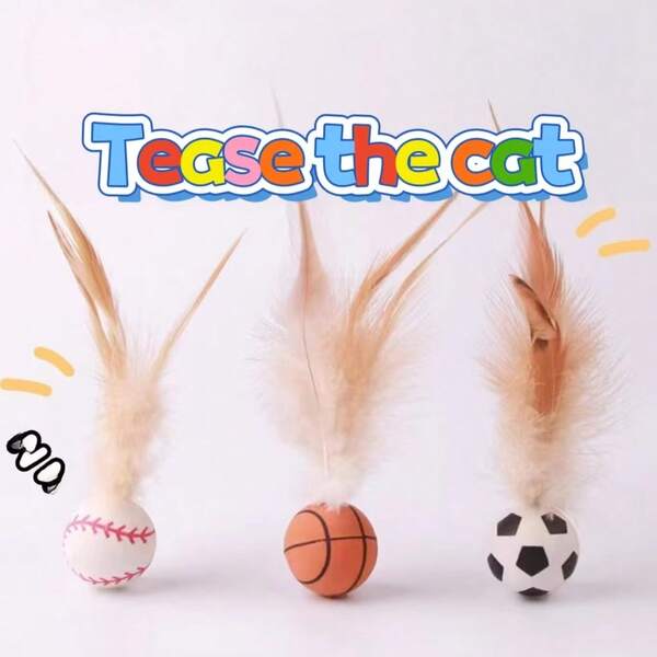 Cat Toys Feather Elastic Ball, Interactive Toys For Cats To Play, Relieve Boredom And Exercise