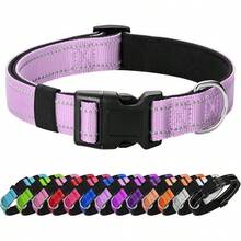 Collar de perro reflectante acolchado con neopreno suave, transpirable, de liberación rápida, collares básicos para cachorros y perros pequeños, color lavanda - Lavanda - Ver 1