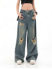 Ripped Wide Leg Jeans