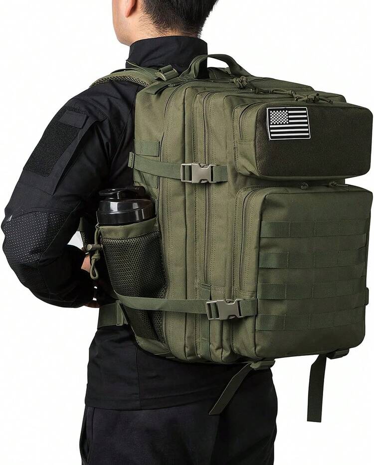 25L/35L/45L Military Tactical Backpack For Men Molle Daypack 3 Day Bug Out Bag Hiking Rucksack With Bottle Holder,10381701 - Green - View 6