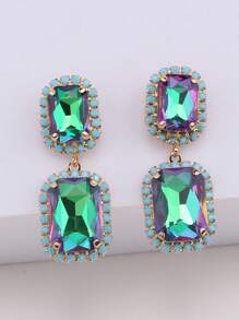 sehuoran 1 paar geometrische emaille kristallen oorbellen, elegante en charmante sieraden voor dagelijks gebruik, geschikt voor ronde gezichten, mode, gepersonaliseerd en bruids