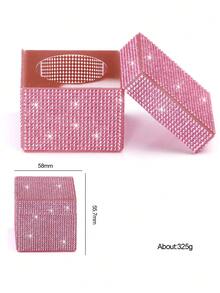 1pc Diamond-Bordered Nail Brush Cleaner Glass Cup With Cover Shiny Rhinestone Glass Manicure Tools - Multicolor - View 8