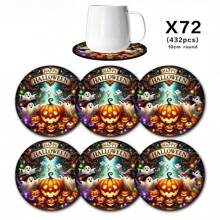 Set de 4/6 posavasos de calabaza de Halloween, diseño de calabaza y fantasmas, adecuado para decoración del hogar y fiestas de Halloween, decoraciones de Halloween, decoración otoñal linda