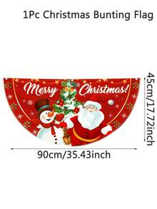 1pc Christmas Bunting Fan Flag, Watercolor Snowman Xmas Tree Design Bunting Flag,Polyester Fabric Fan-Shaped Flag, Christmas Snowman Santa Half Fan Banner Xmas Party Decoration, Christmas Decorations For Home 2025, Christmas Outside Garden Patio Decor - Multicolor - View 14