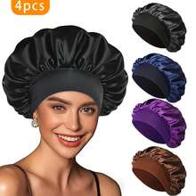 Awegeo Gorro de dormir de seda para mujer, gorro de satén para el cabello, gorro de dormir de seda suave y elástico, cubierta de cabello de seda para cabello rizado, decoración del hogar y el baño, gorro de verano para el cabello, playa, vacaciones - Multicolor - Ver 14