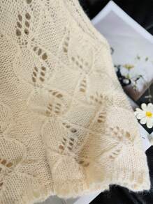 Women's Retro Sleeveless Cardigan With Single-Breasted Design, Heavy Knit Vest Top For Early Autumn - Beige - View 8