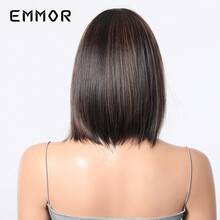 Natural Fashion Breathable Neat Bangs White Short Straight Bob Wig Full Hair Hairstyle Wigs - 深棕色lc3029-1 - 查看 4