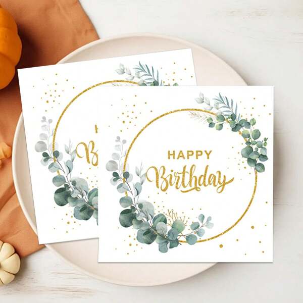 40/100pcs Green Disposable Paper Napkins Eucalyptus Table Napkins Guest Towels Decorative Dinner Napkins Luncheon Serveware Supplies For Happy Birthday Party Decorations