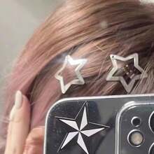 Star Hair Clips, Silver Metal BB Clips, Cool And Sweet Accessories For Girls - 銀色 - 查看 4