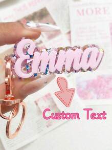 Acrylic Personalized Children Customized Name Shiny Glitter Bag Charms Back To School Winter Gift Ideas Boy Girl Valentine's Day Multi-Functional, Ornamental, Engraved Exquisite, Stylish, Baby Fashion, Tidy, Colorful, Modern, Cute Kawaii Adorable Custom, Unique Treasurefinds, Baby Gifts, Cute Baby,Christmas Gift Supplies - Multicolor - View 2