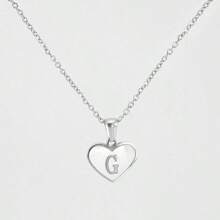 1pc Personalized Heart-Shaped White Shell Initial Necklace Stainless Steel Non Tarnish Women Letter Necklace