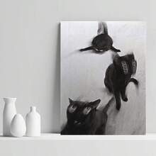 Tranh canvas hình mèo đen không khung (1 bức) - Tranh sơn dầu trừu tượng, tranh trang trí dọc theo phong cách tối giản hiện đại, tranh in trên vải canvas chất lượng cao, thích hợp cho phòng khách, phòng ngủ, văn phòng tại nhà. - Nhiều màu - Xem 6