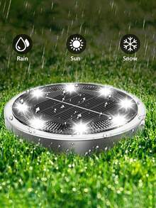 2/4/6/8/10/12/16/18/24pcs Solar Powered In-Ground Lights, 8pcs LED Solar Powered Disk Lights, IP44 Waterproof Solar Lights, Path Lights, Landscape Lighting, Add Warm Ambiance To Garden, Walkway, Yard, Driveway, Lawn, Solar Outdoor Christmas Decor Lights, Christmas Lights, Fairy Lights