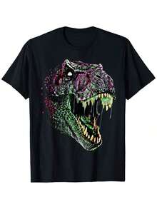T-Rex Dinosaur Gear Men's Summer Tops Casual Streetwear Hipster Hip Hop Tshirts Short  Personalized Sleeve Print Topsgraphic Tees Men Shirts Streetwear White Shirt Black Shirt - 黑色 - 查看 1
