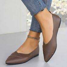 2025 Summer New Large Size Flat Single Shoes Spliced Pointed Toe Shallow Mouth Casual Shoes Cross-Border Women's Shoes Wholesale - màu đen - Xem 3