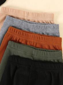 10件套男童休闲纯色柔软舒适华夫格针织长袖上衣和裤子套装 - 彩色 - 查看 5