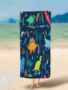 1 pieza Toalla de playa para niños, material de poliéster, patrón de impresión digital, adecuada para niños y niñas para uso diario en la playa - Multicolor - Ver 4