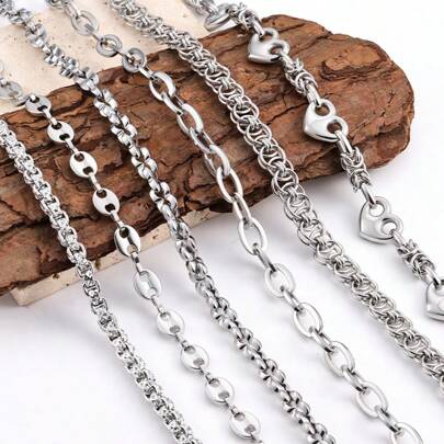 1m 304 Stainless Steel Jewelry Chain, Multi-Style DIY Bracelet Necklace Accessories, Handmade Clothing Chain, Non-Fading Decorative Chain