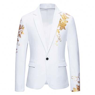 Large Size Suit Men's Paisley Hot Stamping Casual Slim Suit Jacket