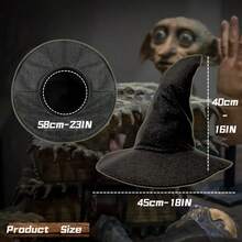 1 Peça Chapéu de Bruxo, Chapéu de Estilo Feiticeiro Preto, Chapéu de Bruxa para Festa a Fantasia de Adultos, Acessório para Interpretação de Personagem