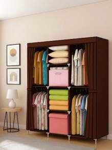 Ropero Organizador de Tela con Estantes y Espacio para Colgar práctico multifuncional organizador de ropa armario plegable estante portátil sistema de almacenamiento funda tela dormitorio closet habitación - Multicolor - Ver 3