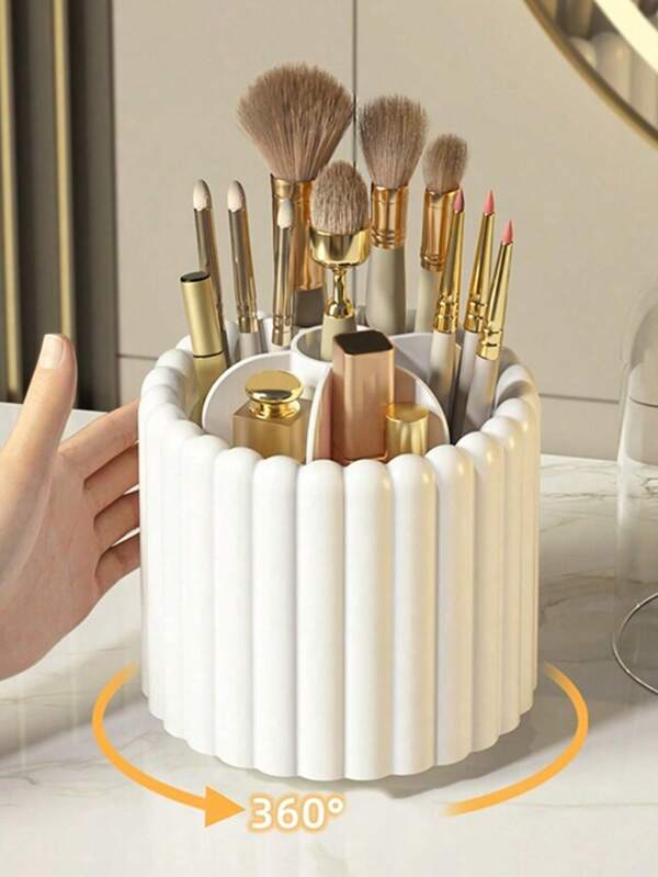 1 Stück 360 Grad drehbarer transparenter Make-up Organizer, multifunktionaler Stifthalter für Studenten, wasserdichte und staubdichte Badezimmer Aufbewahrungsbox, großer Kapazität abnehmbarer Schreibtisch Organizer mit drehbarem Stiftbecher, Ablage für Kosmetik auf der Ablage