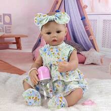 1pc Soft Cloth Body Half Glue Simulation Dolls 46cm Pink Dress Cute Reborn Doll Playing House Accompanying Toys Birthday Gifts