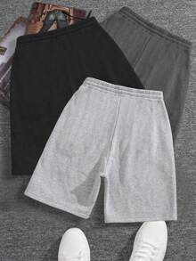 3pcs Teen Girls Loose Pocket Casual Shorts, Comfortable Indoor Home Wear, Outdoor Sports Milk Silk Shorts, Suitable For Spring, Summer, Autumn