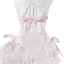 Fashion Polka Dot Pure Desire Style Lace Sweet Girl Style Sling Short Sleeve Sling Waist Dress