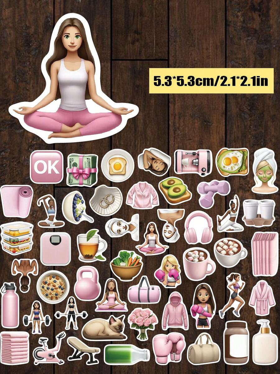 SCXXBSW 50张健身女孩贴纸,非常适合作为节日礼物、派对装饰、家居装饰、课堂奖励、生日礼物、装饰剪贴簿、笔记本电脑、行李箱、吉他、水杯、手机壳等DIY贴纸,也是剪贴簿用品的趣味贴纸,适用于笔记本电脑、Kindle、手机等。 - 彩色 - 查看 1