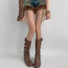 1 Stück Savage Growth braune Vintage Spitze Fischernetz Gittergewebe-Strumpfhose