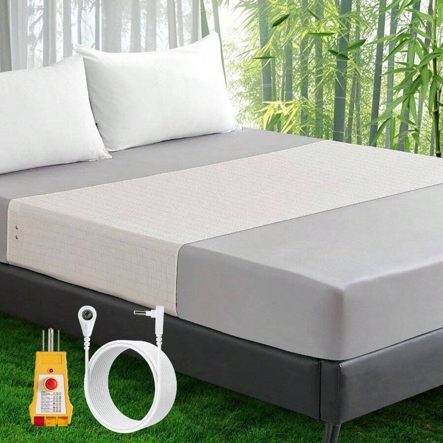 Grounding Sheets, Grounding At For Bed 90 Rayon Derived From Bamboo 0 Silver Fiber Grounded Earth Sheets For All Attress Sizes Queen Cal King Win Full, With Outlet Ester 04"X24"(Grey) - Light Beige - 查看 1