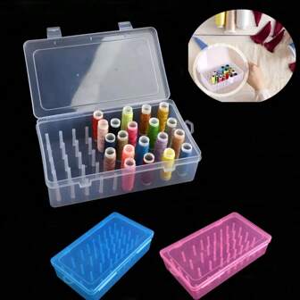 1/3 件 42 轴缝纫线整理盒，透明 PP 塑料刺绣缝纫工具包收纳盒，家用缝纫工具套装 PP 塑料桌面整理器多功能便携式收纳盒，便携式大容量针线架，手提缝纫盒，适用于 DIY 缝纫、刺绣、绗缝配件空盒