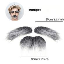 1 件万圣节服装道具逼真假胡子，老人长黑胡子，适合派对装扮 - 彩色 - 查看 10