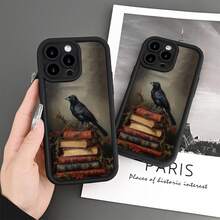 Brand New Phone Case With Gap Design, Book Crow Pattern, Compatible With IPhone 16 15 14 13 12 11 Pro Max Plus 8 7SE2 SE3 XS XR - Color Mixing - View 2