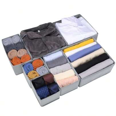 1/3pcs Foldable Non-Woven Fabric Storage Box, Halloween Thanksgiving Christmas Supplies Storage, Clothes Storage, Underwear Bra Socks Drawer Organizer, Wardrobe Collapsible Storage Box, Easter Gift, Versatile Closet And Dresser Organizer For Outfits, Lingerie, Seasonal Garments, Accessories, Toys And Decor, Ideal For Home, Apartment And Dorm Spaces, Lightweight Portable Collapsible Design For Under-Bed, Shelf, Cube And Cubby Storage, Multi-Purpose Drawer Insert, Stackable And Breathable Solution For Tidy Wardrobes, Easy To Access, Durable Folding Box For Seasonal Rotation And Gift-Ready Presentation