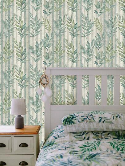Roll Groen Leaf Gestreepte Peel Stick Wallpaper, Olive Moderne Farmho Self Adhesive Removable Waterproof PVC Material, Home (17.53*118inch) view 6