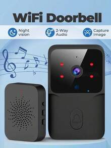 1 pieza Mini timbre de video WiFi con cámara, timbre inteligente visual con control remoto inalámbrico para smartphone, conversación bidireccional, grabación de fotos, función de cambio de voz, batería recargable USB integrada (sin suscripción requerida, por favor consulte nuestro video subido para pasos detallados de uso y descripción del producto!) - Multicolor - Ver 14