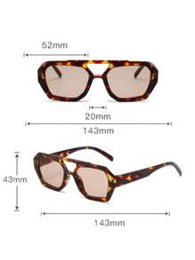 1 副豹纹棕色多边形复古时尚眼镜，适合街头摄影、驾驶、旅行、海滩