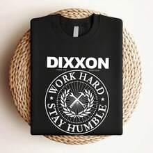 180g Pure Cotton Dixxon Flannel Work Hard Stay Humble  Shirt Sz Large Graphic Slightly Casual Soft Designer Clothes Top For Everyday Wear Fashion Stylish Streetwear Summer Homme Unisex For Women Versatile Breathable Print Round Neck Short Sleeve Stretched Comfortable - Black - View 4