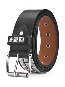 1 Stück Herren Niet Gothic Stil Schnallen PU Leder Gürtel Herbst, Herbst-Winter Accessoires, geeignet für Teenager, Jugendliche, Herren, Lässig, Outdoor, Sport, Urlaub, Abschlussgeschenke, Geburtstag, Alltagskleidung