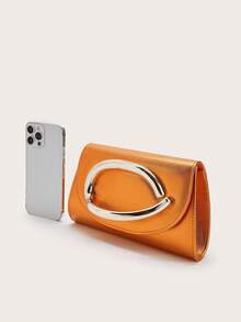 闪亮、耀眼、奢华、迷人、优雅、精致的大号女士手拿包、晚宴包、派对手提包，配有可拆卸链条肩带，适合婚礼、派对、舞会等场合，采用天鹅绒材质，时尚优雅，适合女孩、女士、大学生、年轻职业人士和上班族。 - 橘色 - 查看 6