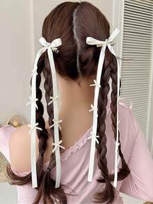 2/10 piezas Accesorios para el cabello de mujer, Pinzas para el cabello con lazo de cinta dulce, Barrettes con lazo de cinta de bailarina, Pinza lateral con borla larga, Decoraciones versátiles para el cabello para uso diario, Atuendo de invierno para mujer, Lazos, Lindos, Elegantes, Accesorios para la cabeza, Horquillas - Multicolor - Ver 10