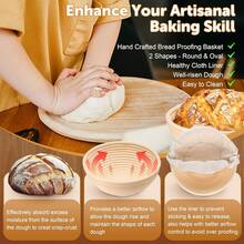 Bread Proofing Basket Set, Includes Sourdough Proofing Basket With Lame, Dough Scraper, Linen Liner, And Full Set Of Bread Making Supplies And Tools - Multicolor - View 6