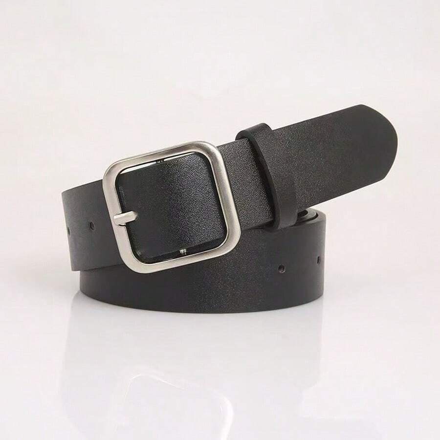 1pc Plus Size Women's Black Minimalist Buckle Waist Belt, Versatile For Shorts, Skirts, Suitable For Daily Wear, University, Commute, Formal Occasions, L-3XL, Mother's Day Gift