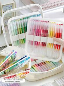 Languo Taschen für Acrylstifte, Gelschreiber, transparente Stiftemappe, einfacher Stil mit mehreren Fächern, große Kapazität, Aufbewahrungstasche für Stifte, Schulmaterial, Schulanfang