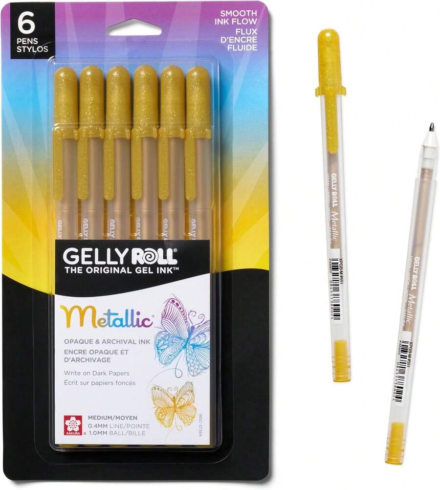 Gelly Roll Metallic Gel Pens - Pens For Scrapbook, Journals, Or Drawing - Metallic Gold Ink - Medium Line - 6 Pack,10405758 - 橄欖綠 - 查看 1