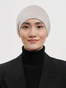 1 件女士纯色人造丝嵌入式抽绳可调节头带围巾帽