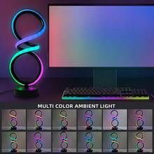 1 Stück nordische kreative Ring Schreibtischlampe, 36 Beleuchtungsmodi, farbige Lauflichter, Stimmungsbeleuchtung