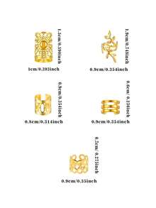 50件套复古波西米亚风合金发圈套装 - 镂空圆形发饰，适合女性和女孩，优雅纯色发饰，可用于编发和DIY发型设计，包括发夹、发爪、发卡、发夹、发卡、发卡夹、头饰、发卡。 - 金色 - 查看 7